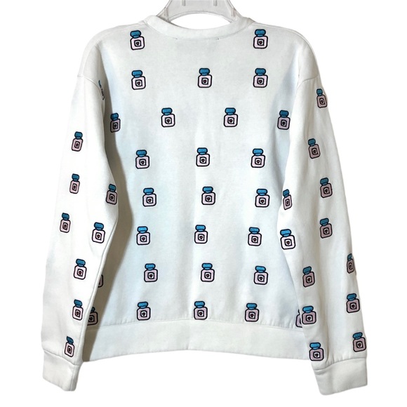 Michaela Buerger White Heart Perfume Bottle Crewneck Sweatshirt Top Women Small - Picture 2 of 15